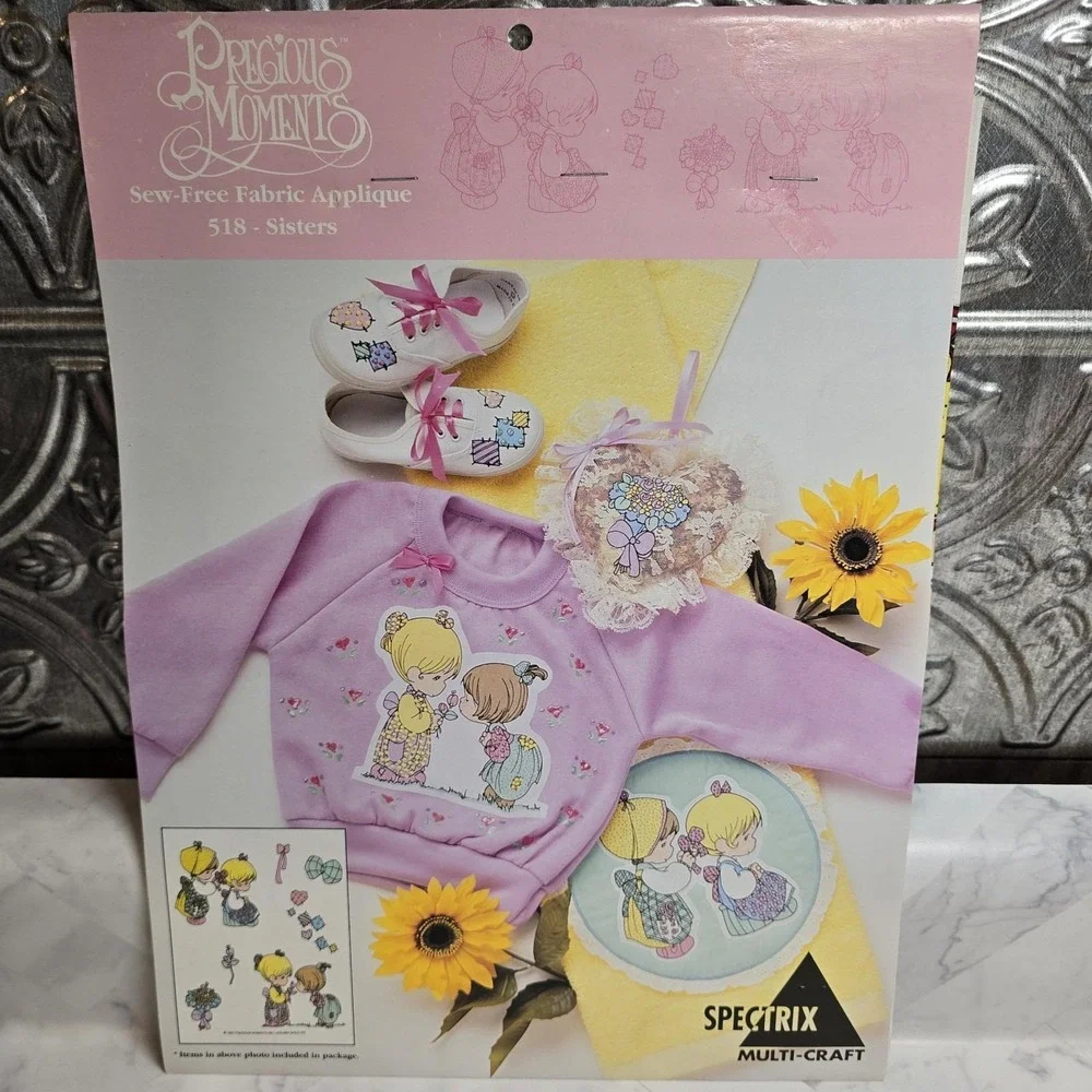 Vtg 1990's Precious Moments Sew Free Fabric Applique - Sisters #518 NEW